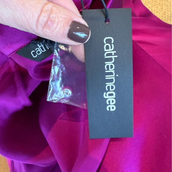 Catherine Gee NWT Daria French Cuff Silk  Blouse 100% Silk Charmeuse Orchid XL - Picture 8 of 11